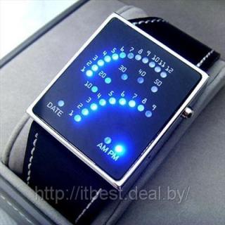 Бинарные часы New Blue LED Light Mens Fashion Wrist Watch, BFW