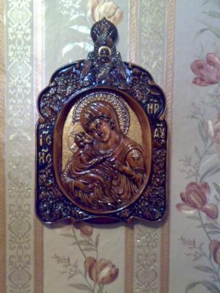 Резная икона,владимерская пр.Богородица.